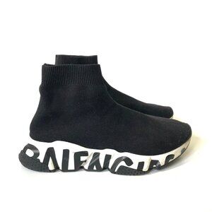 Balenciaga Speed Graffiti Speed Sock Sneakers Trainers Womens 36 6 Black White